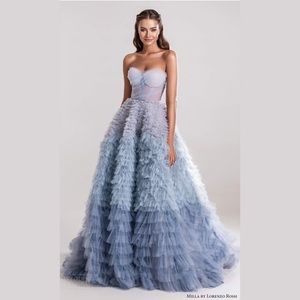 Strapless Frill-Layered Fluffy Dress